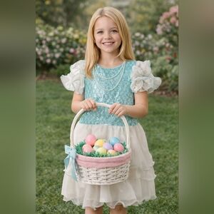 Vintage Classmate Fashions Girls Dress With Attached Necklace Size 6X